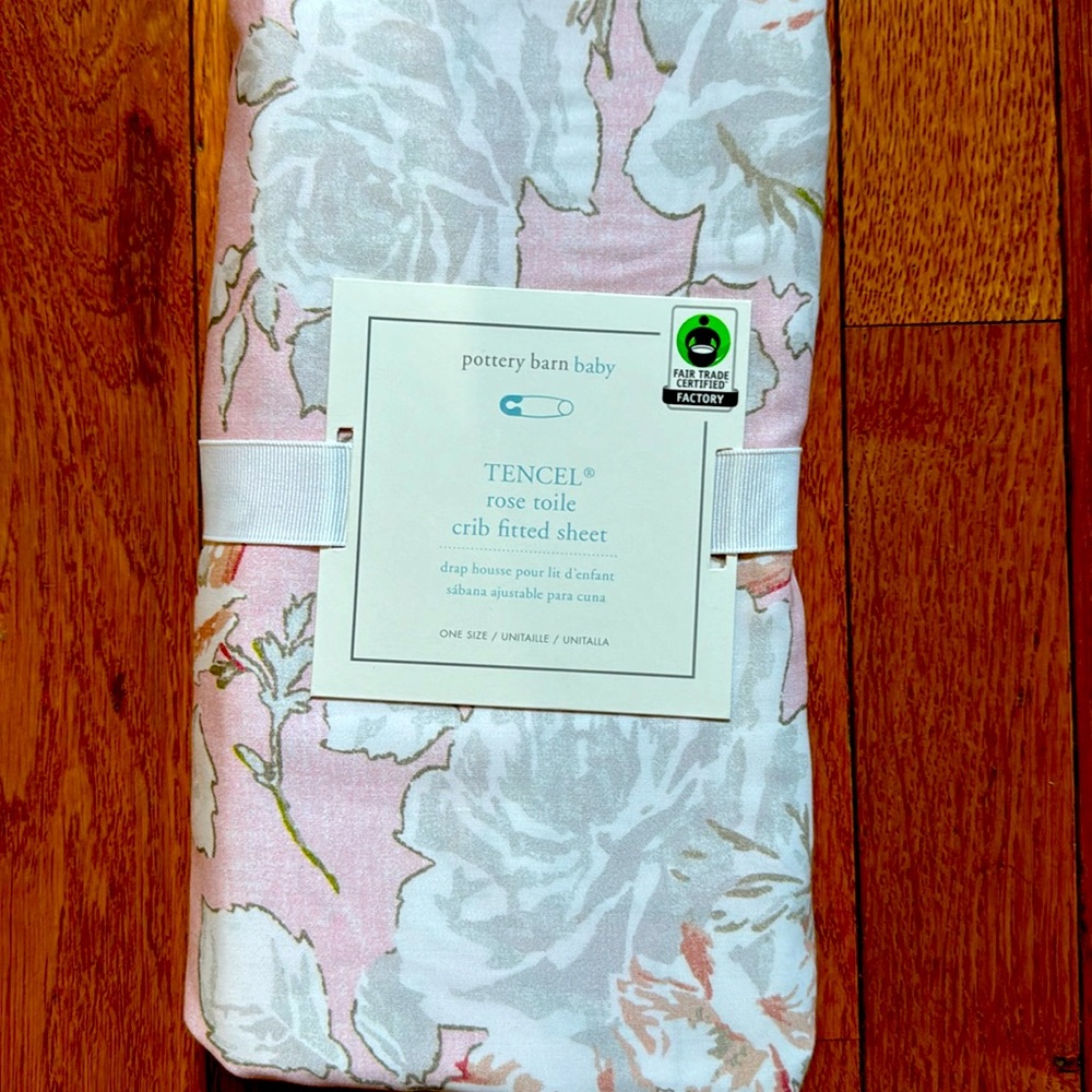 NWT pottery barn fitted crib sheet! Clean and smoke free home.